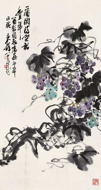 王个簃 葡萄 立轴